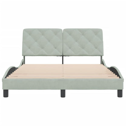 Bed frame with light gray headboard 140x200 cm in velvet