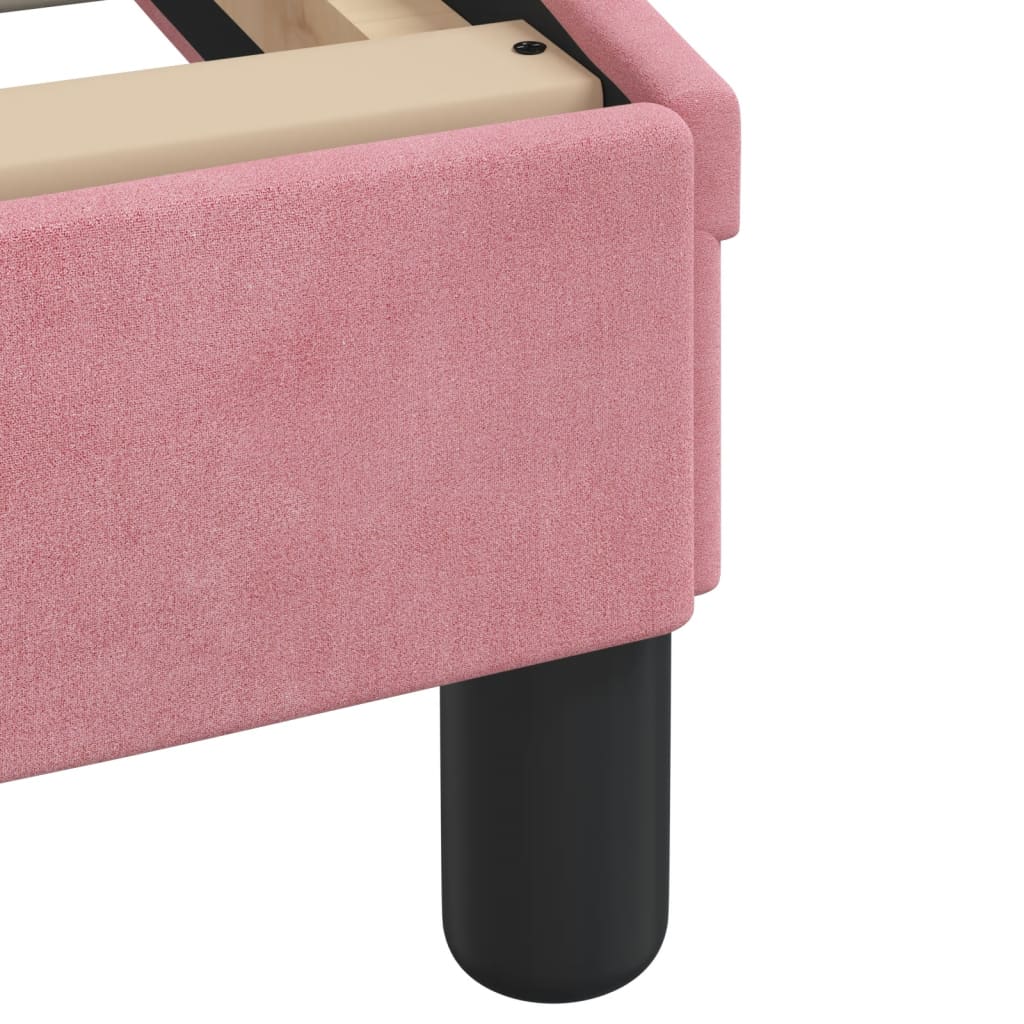 Bed frame with pink headboard 140x200 cm in velvet