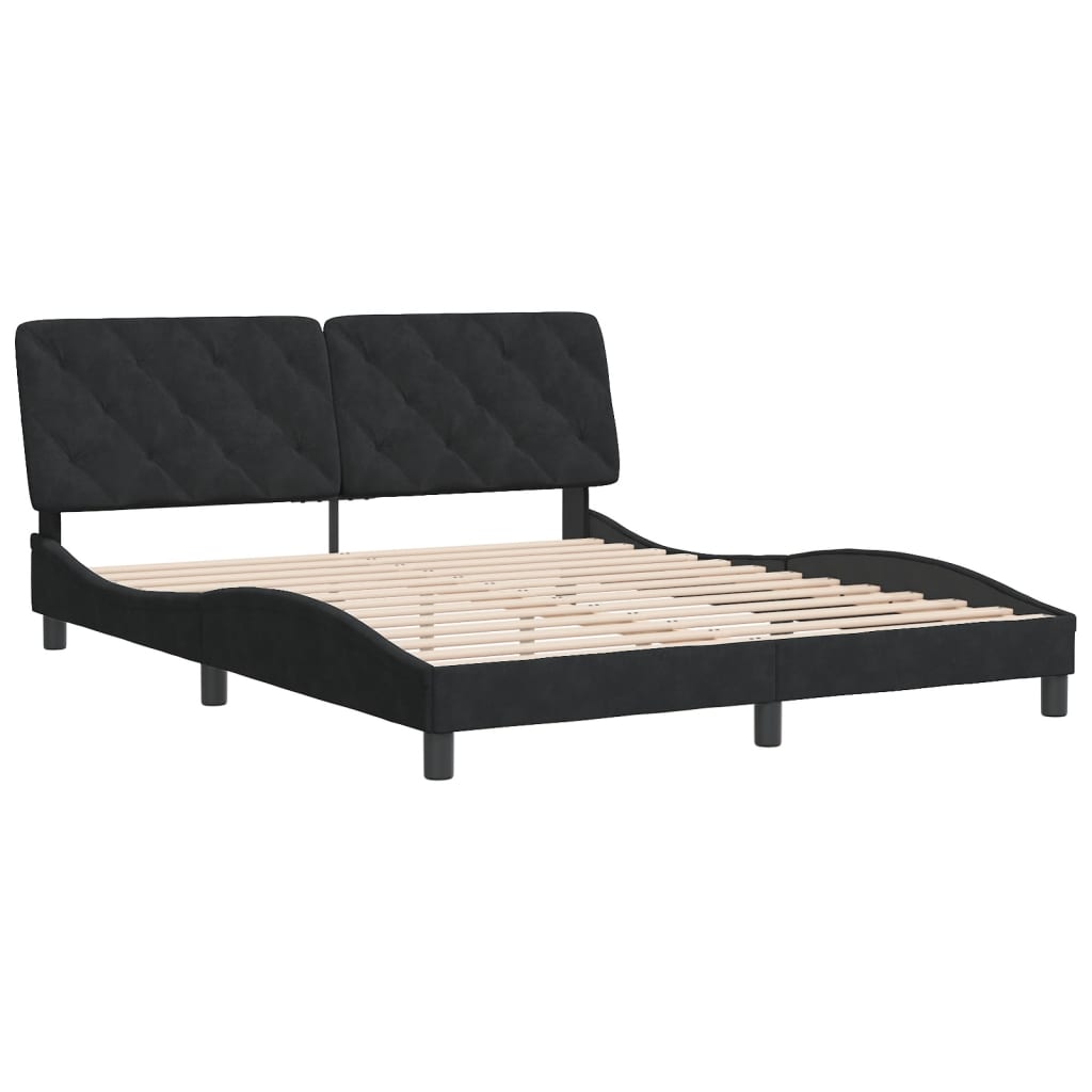 Bedframe with Black Headboard 160x200 cm in Velvet