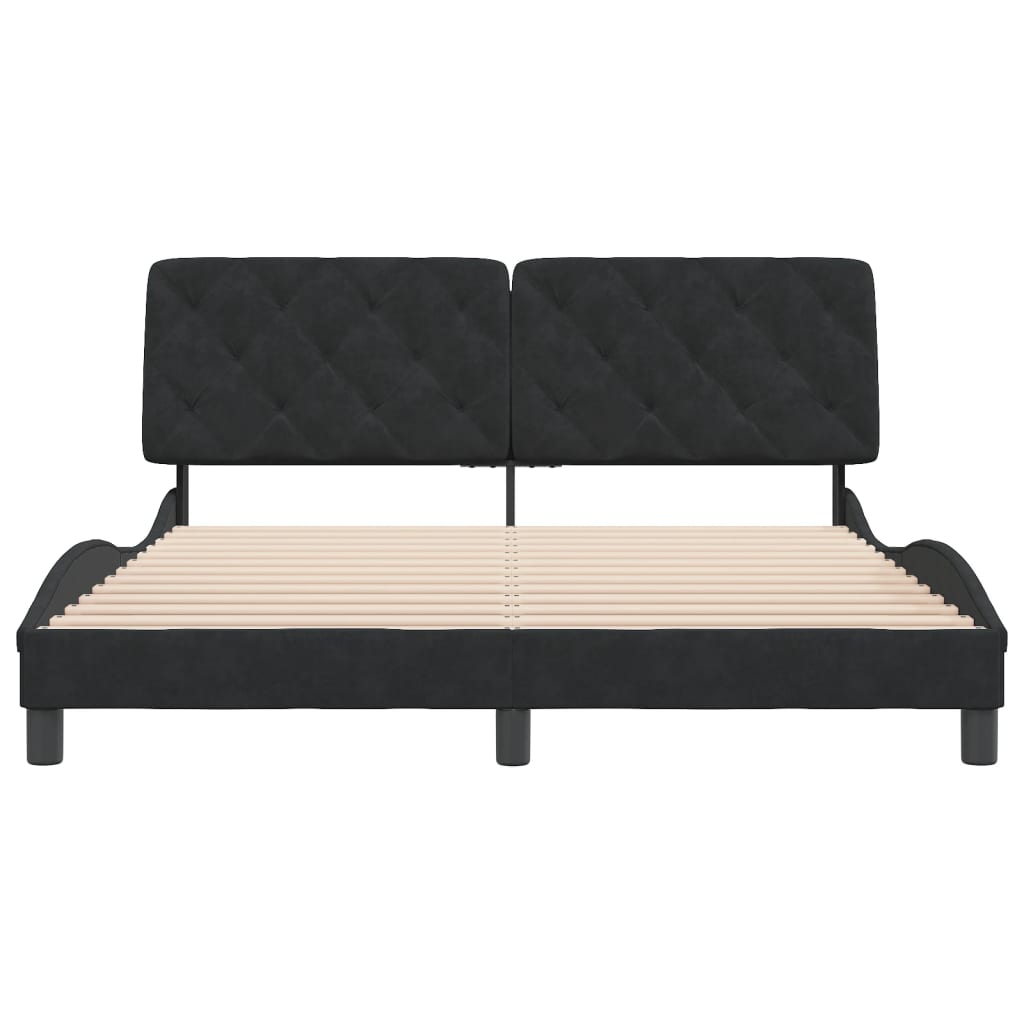 Bedframe with Black Headboard 160x200 cm in Velvet