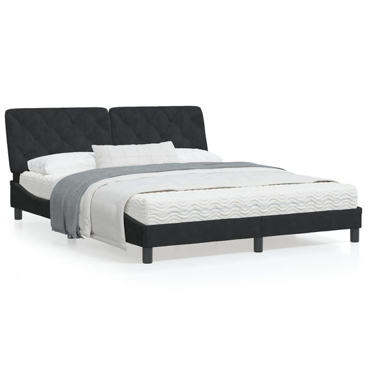 Bedframe with Black Headboard 160x200 cm in Velvet