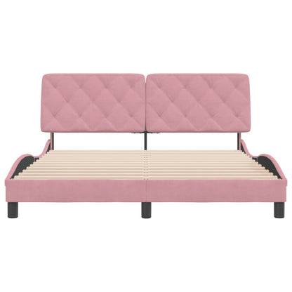 Bed frame with pink headboard 160x200 cm in velvet