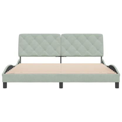 Bed frame with light gray headboard 180x200 cm in velvet