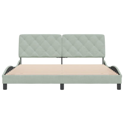 Bed frame with light gray headboard 180x200 cm in velvet