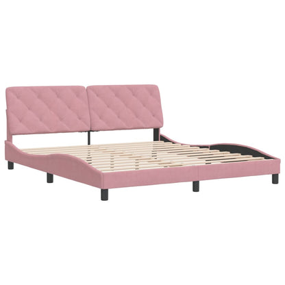 Bed frame with pink headboard 180x200 cm in velvet