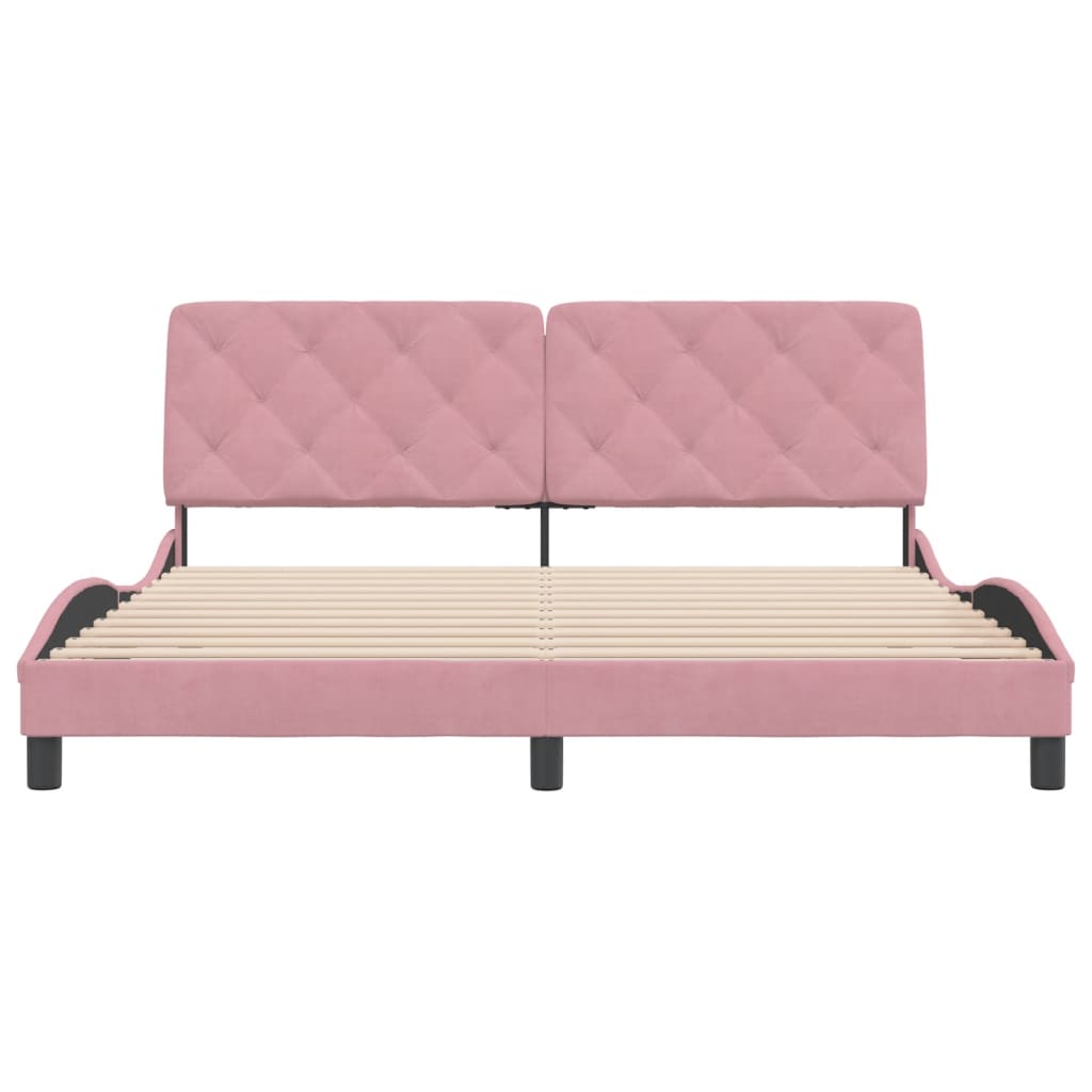 Bed frame with pink headboard 180x200 cm in velvet