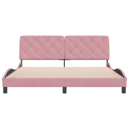 Bed frame with pink headboard 180x200 cm in velvet