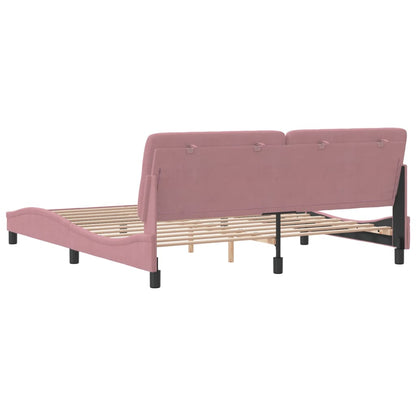 Bed frame with pink headboard 180x200 cm in velvet