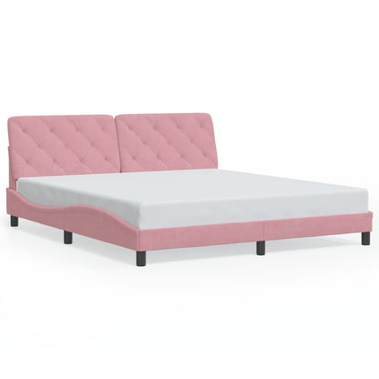 Bed frame with pink headboard 180x200 cm in velvet