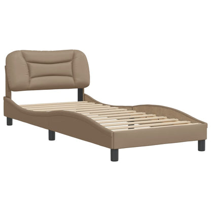 Cappuccino bed frame with headboard 80x200 cm in imitation leather