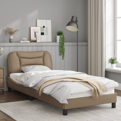 Cappuccino bed frame with headboard 80x200 cm in imitation leather