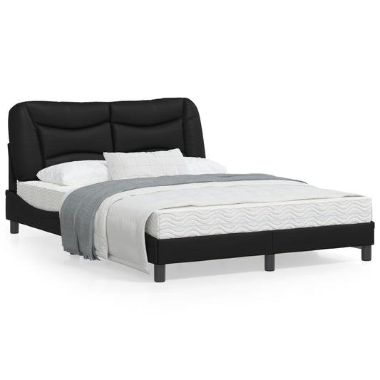 Black bed frame with headboard 120x200 cm in imitation leather