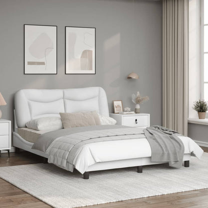 White bed frame with headboard 120x200 cm in imitation leather