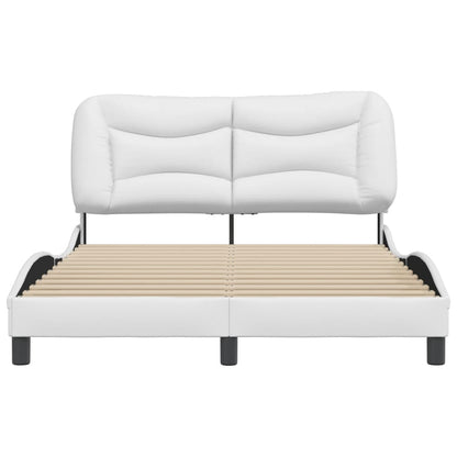 White bed frame with headboard 120x200 cm in imitation leather