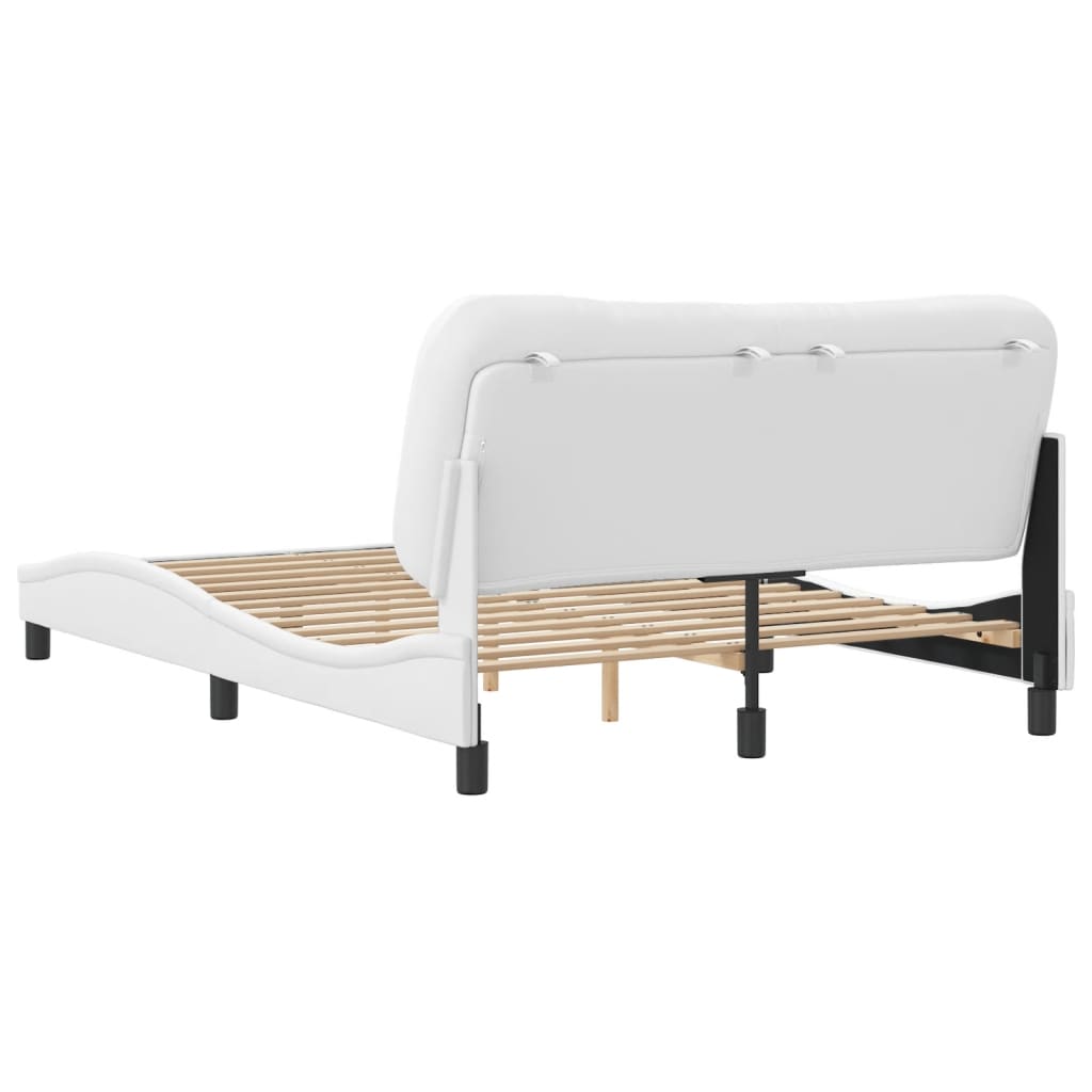 White bed frame with headboard 120x200 cm in imitation leather