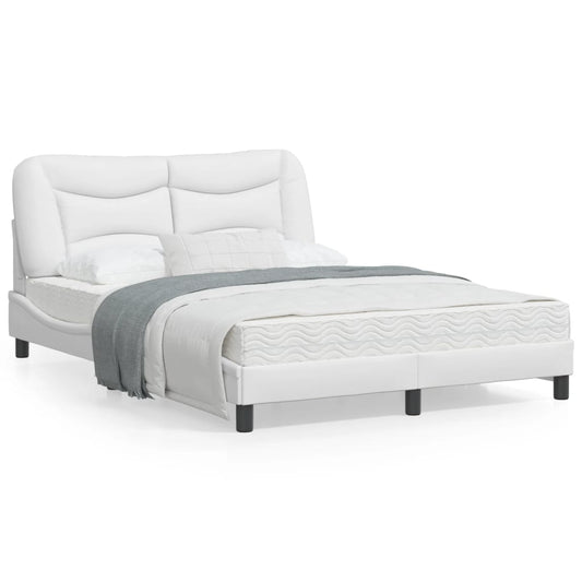 White bed frame with headboard 120x200 cm in imitation leather