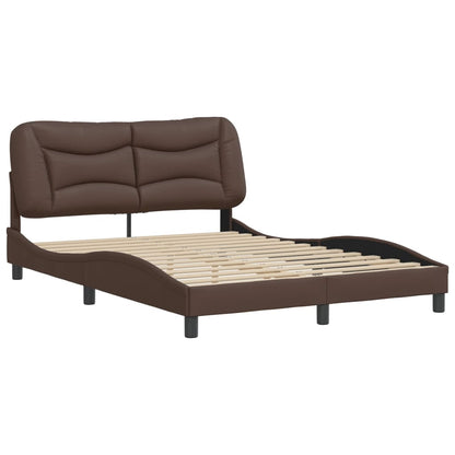 Bed frame with brown headboard 120x200 cm in imitation leather