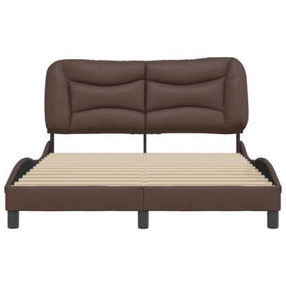 Bed frame with brown headboard 120x200 cm in imitation leather