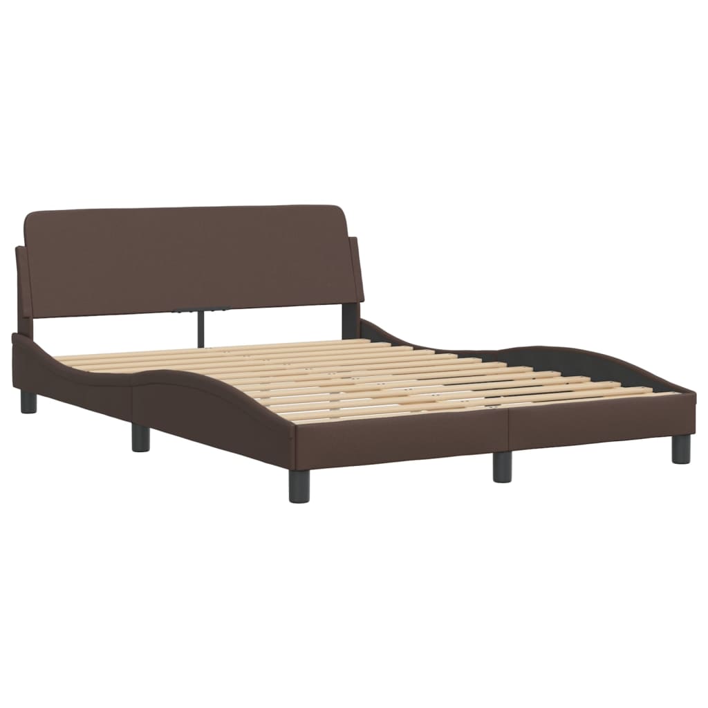 Bed frame with brown headboard 120x200 cm in imitation leather