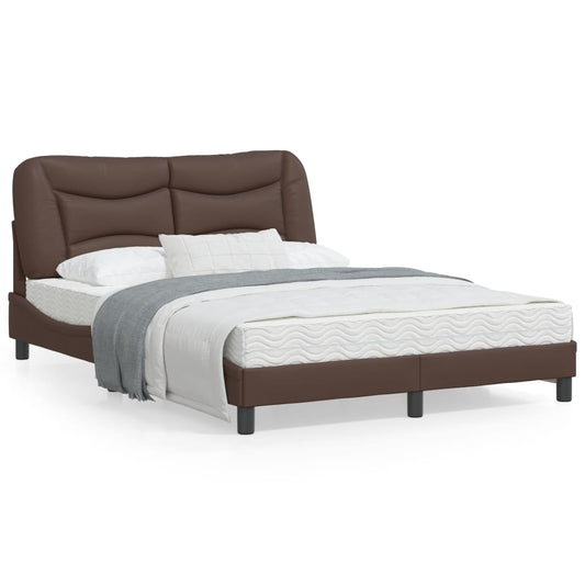 Bed frame with brown headboard 120x200 cm in imitation leather