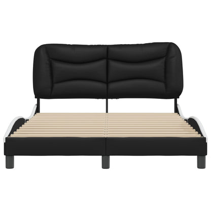 Bed frame with black and white headboard 120x200 cm in imitation leather