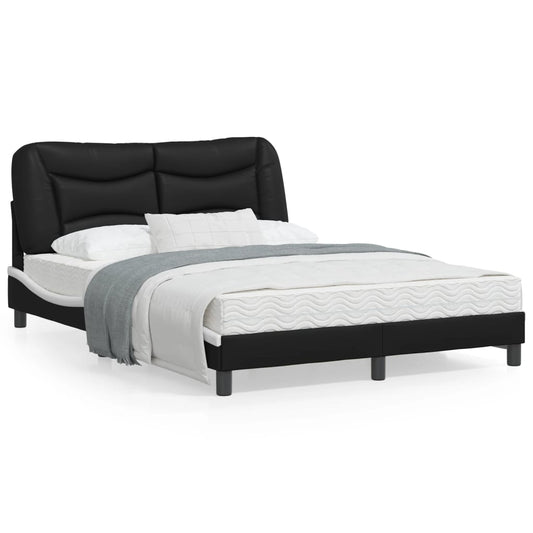 Bed frame with black and white headboard 120x200 cm in imitation leather