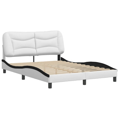 Bed frame with black and white headboard 120x200 cm in imitation leather