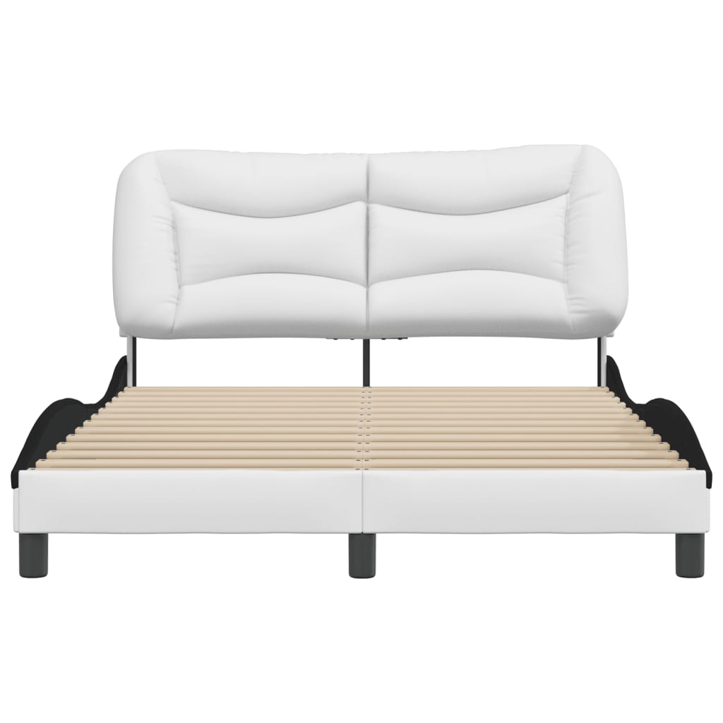 Bed frame with black and white headboard 120x200 cm in imitation leather