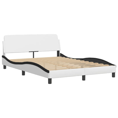 Bed frame with black and white headboard 120x200 cm in imitation leather