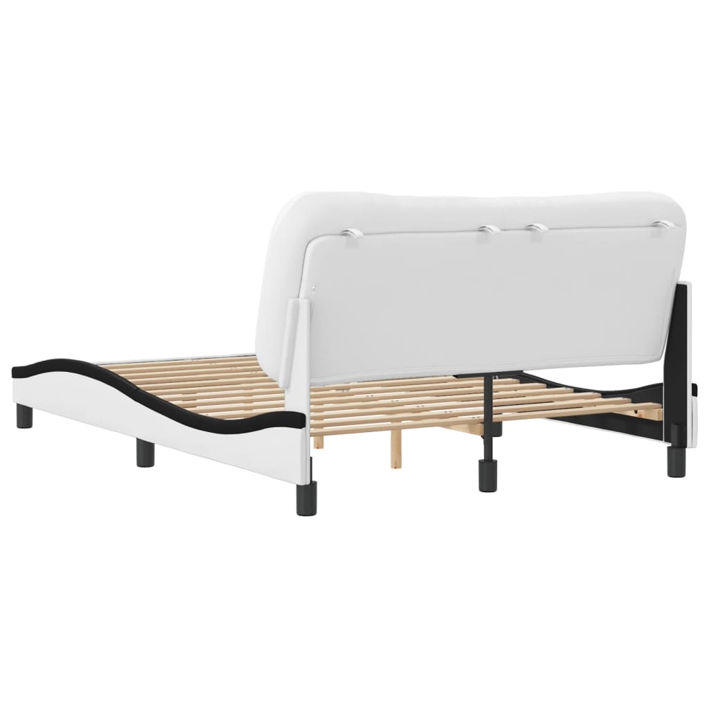 Bed frame with black and white headboard 120x200 cm in imitation leather