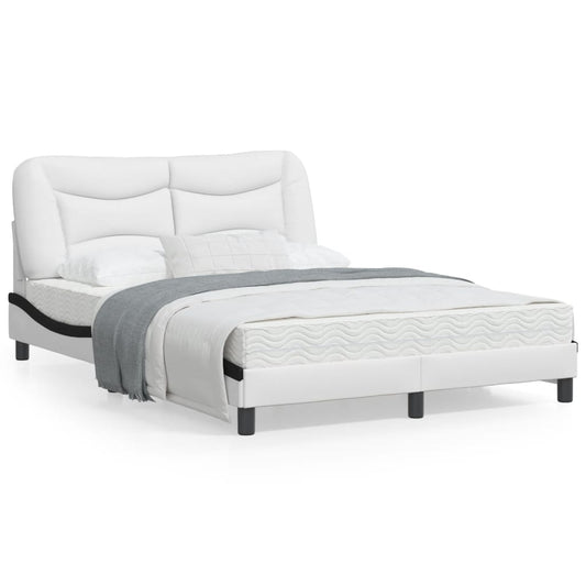 Bed frame with black and white headboard 120x200 cm in imitation leather