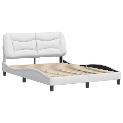 White bed frame with headboard 140x190 cm in imitation leather