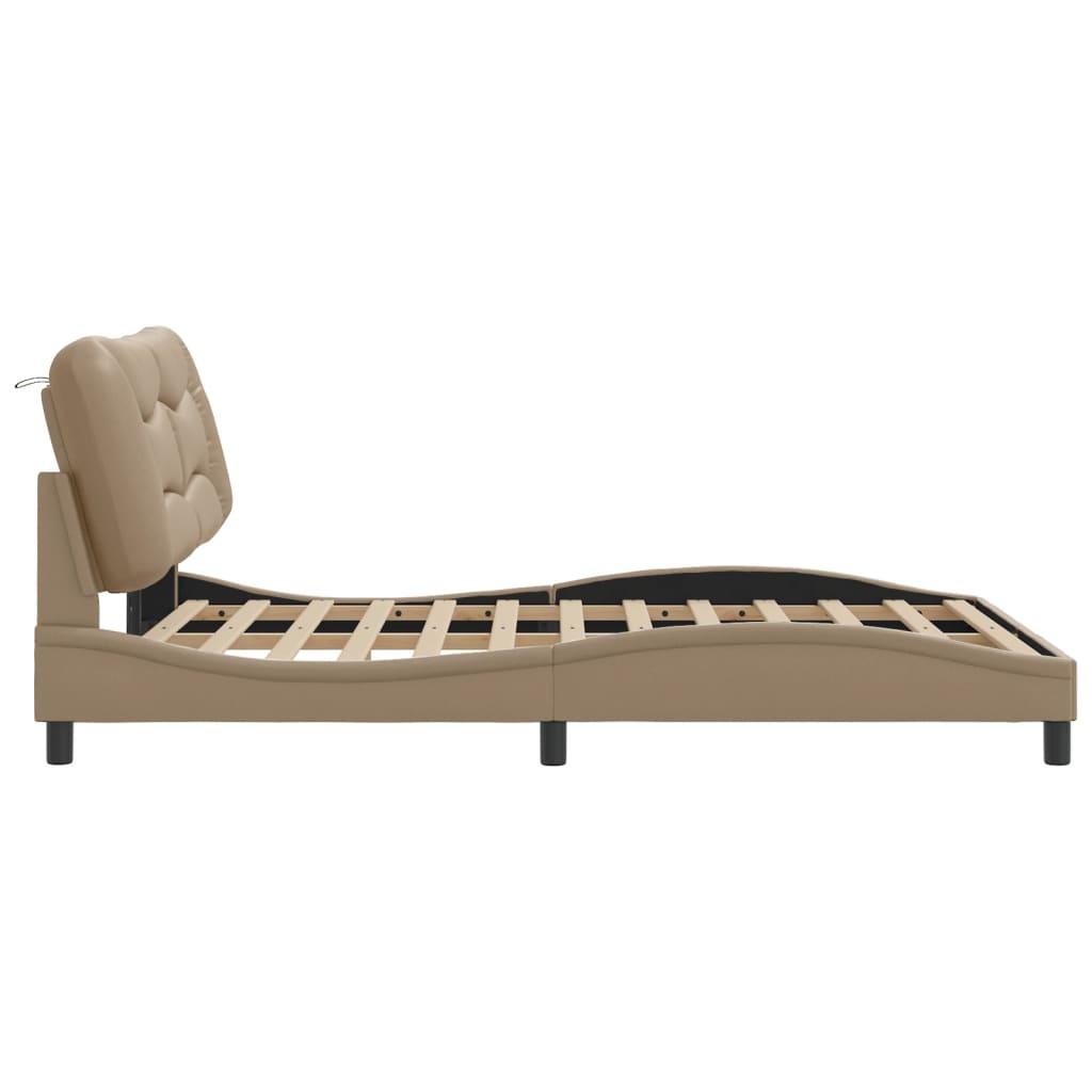 Bed frame with Cappuccino headboard 140x190 cm in imitation leather