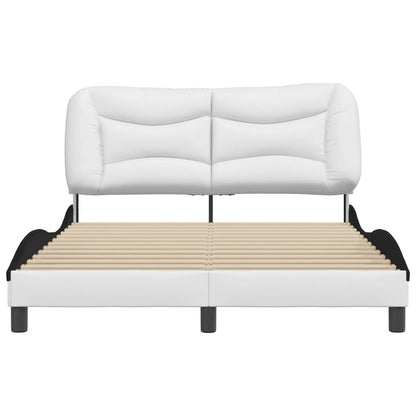 Bed frame with black and white headboard 140x190 cm in imitation leather