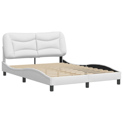 White bed frame with headboard 140x200 cm in imitation leather