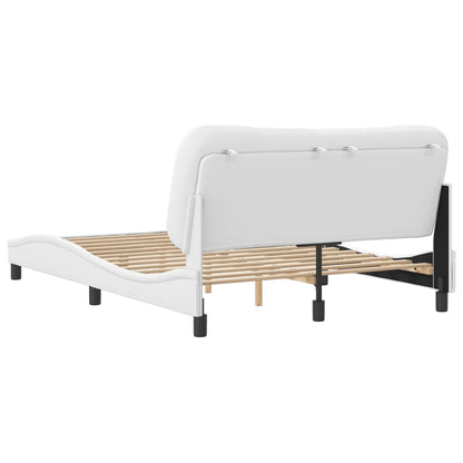 White bed frame with headboard 140x200 cm in imitation leather