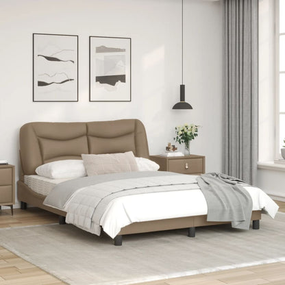 Bed frame with Cappuccino headboard 140x200 cm in imitation leather