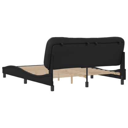 Black bed frame with headboard 160x200 cm in imitation leather