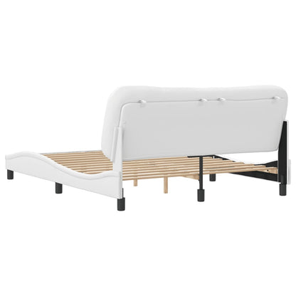 White bed frame with headboard 160x200 cm in imitation leather