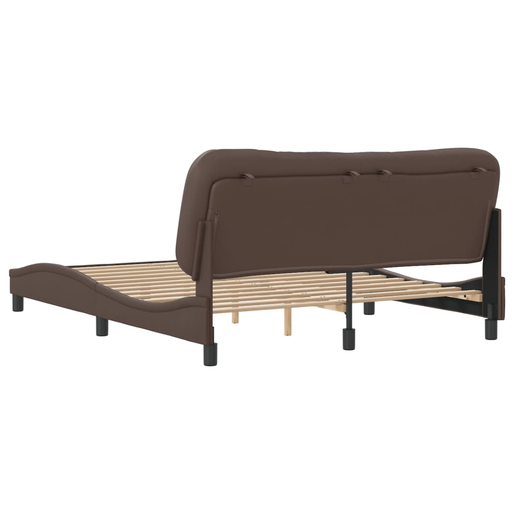 Bed frame with brown headboard 160x200 cm in imitation leather