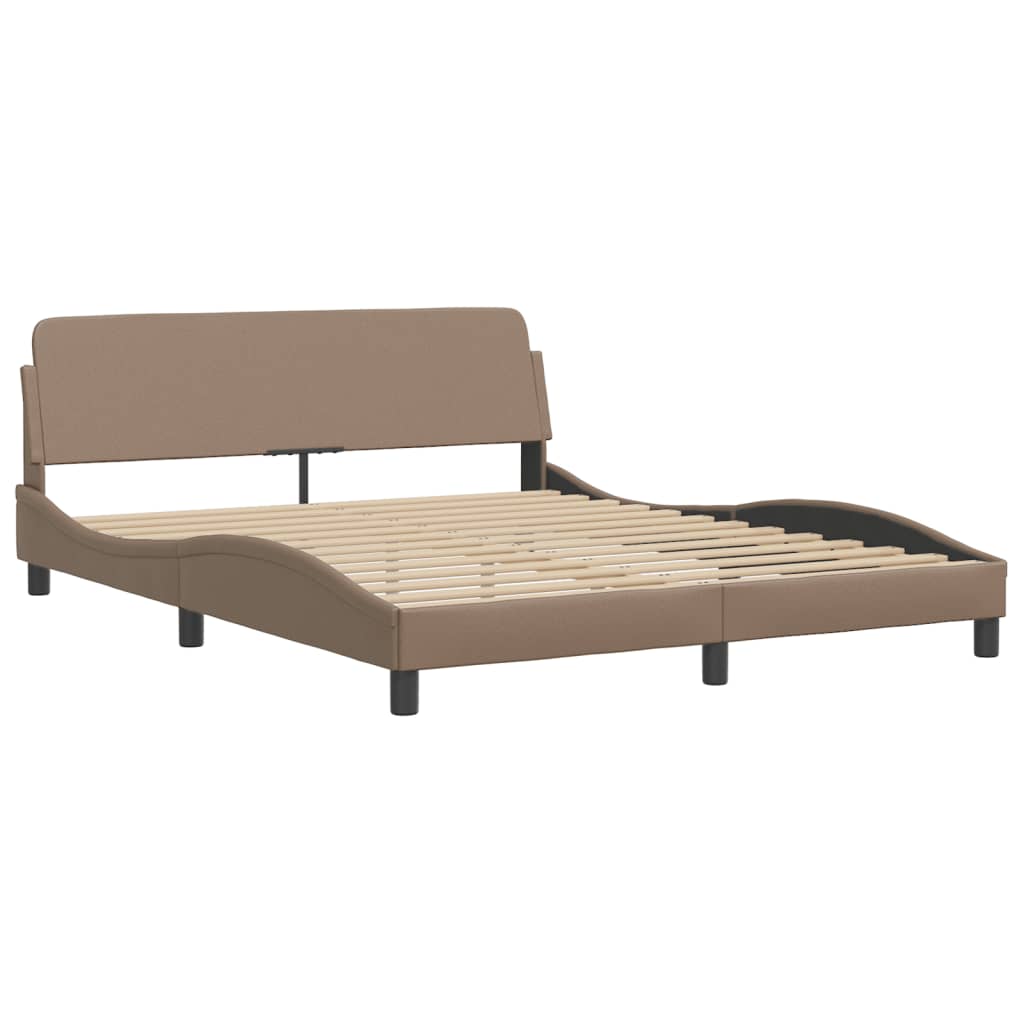 Bed frame with Cappuccino headboard 160x200 cm in imitation leather