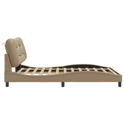 Bed frame with Cappuccino headboard 160x200 cm in imitation leather