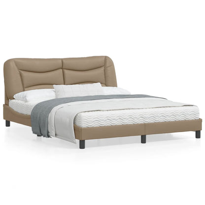 Bed frame with Cappuccino headboard 160x200 cm in imitation leather