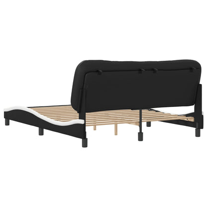 Bed frame with black and white headboard 160x200 cm in imitation leather