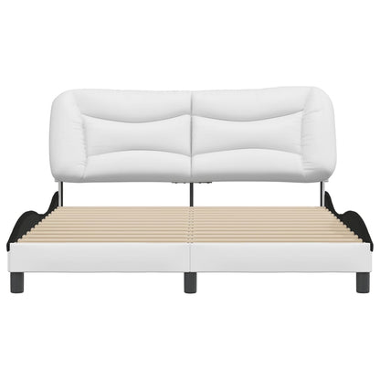 Bed frame with black and white headboard 160x200 cm in imitation leather