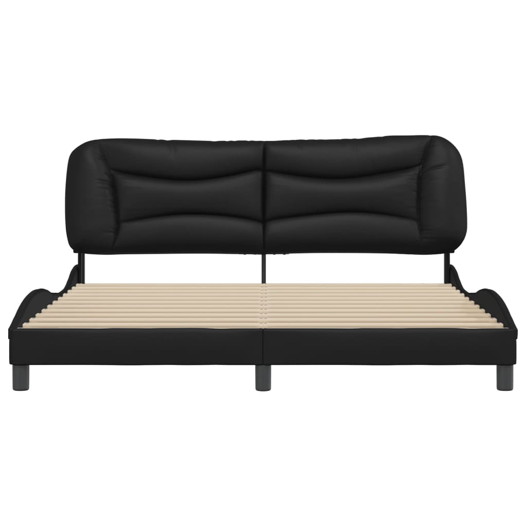 Black bed frame with headboard 180x200 cm in imitation leather