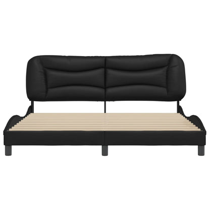 Black bed frame with headboard 180x200 cm in imitation leather