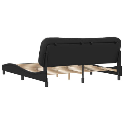 Black bed frame with headboard 180x200 cm in imitation leather