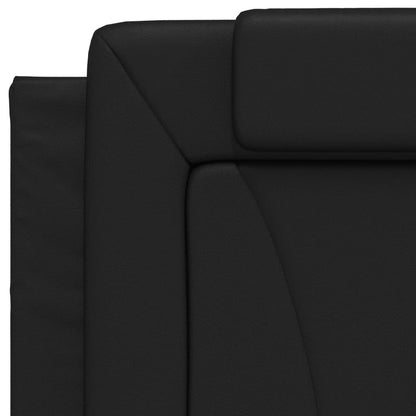 Black bed frame with headboard 80x200 cm in imitation leather