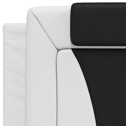 Bed frame with black and white headboard 80x200 cm in imitation leather